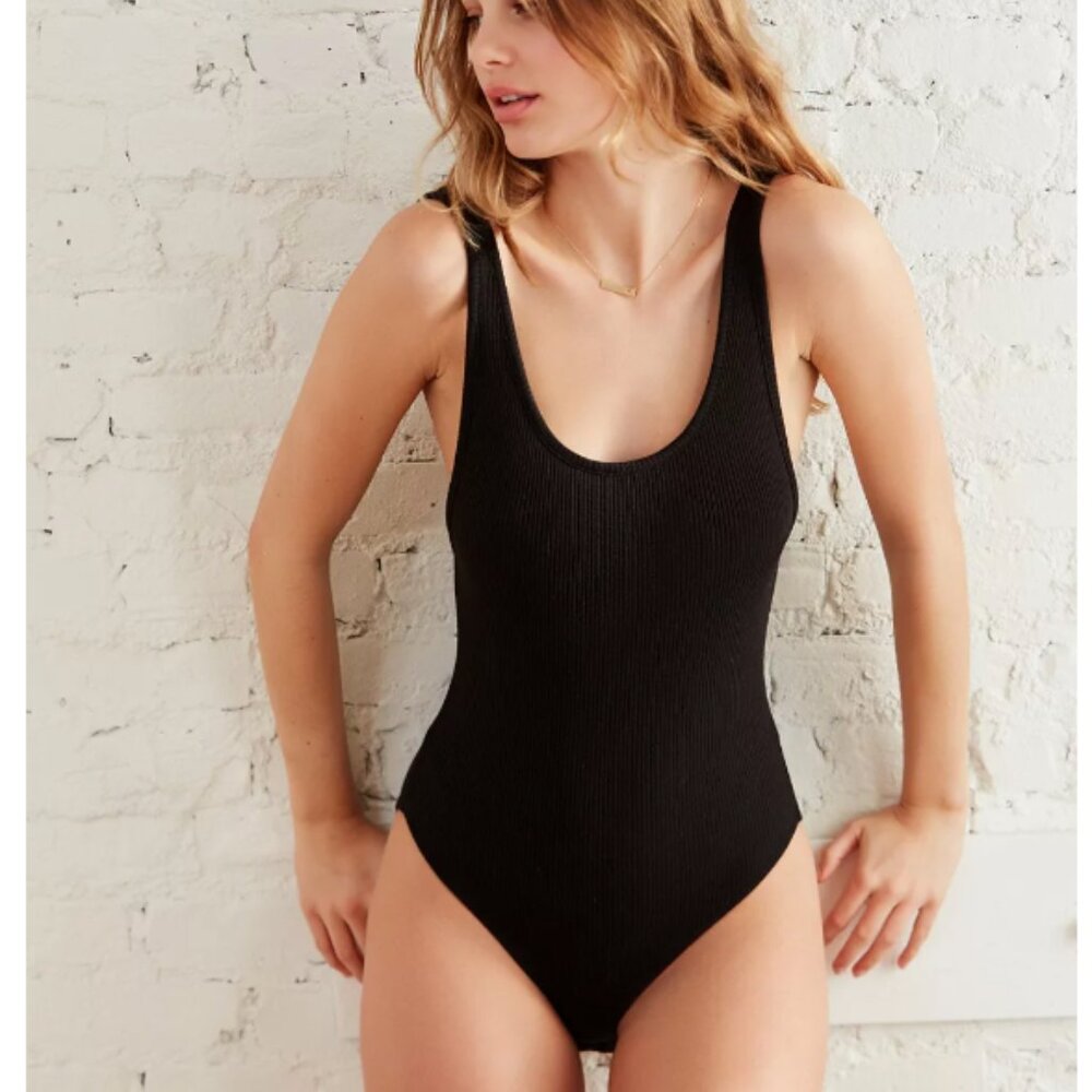 Urban Outfitters Black Ribbed Bodysuit